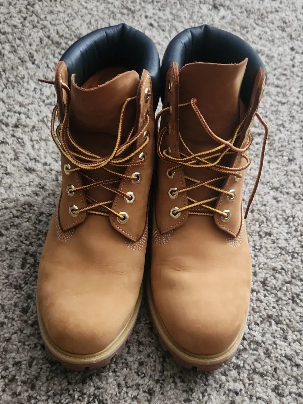 Timberland Wheat Nubuck Work Boots with Black Collar